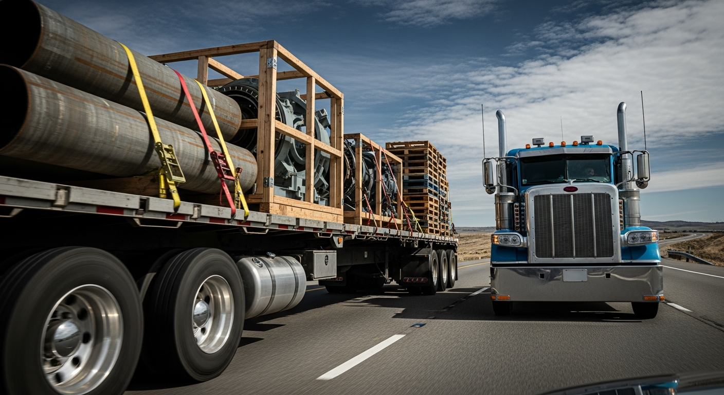 Reflow flatbed truck with cargo
